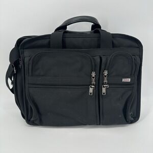TUMI Alpha‎ Expandable Organizer Briefcase Laptop Bag Black 16x13 Nylon Travel